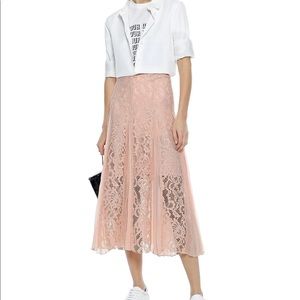 Sandro Polina pleated crepe de chine lace skirt